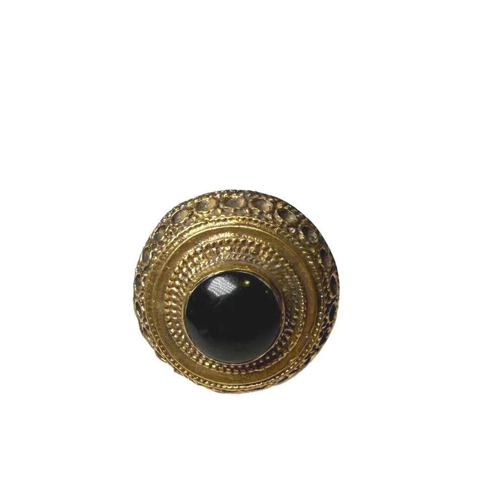 Vintage Onyx and Copper Afghan Ring, size 8
